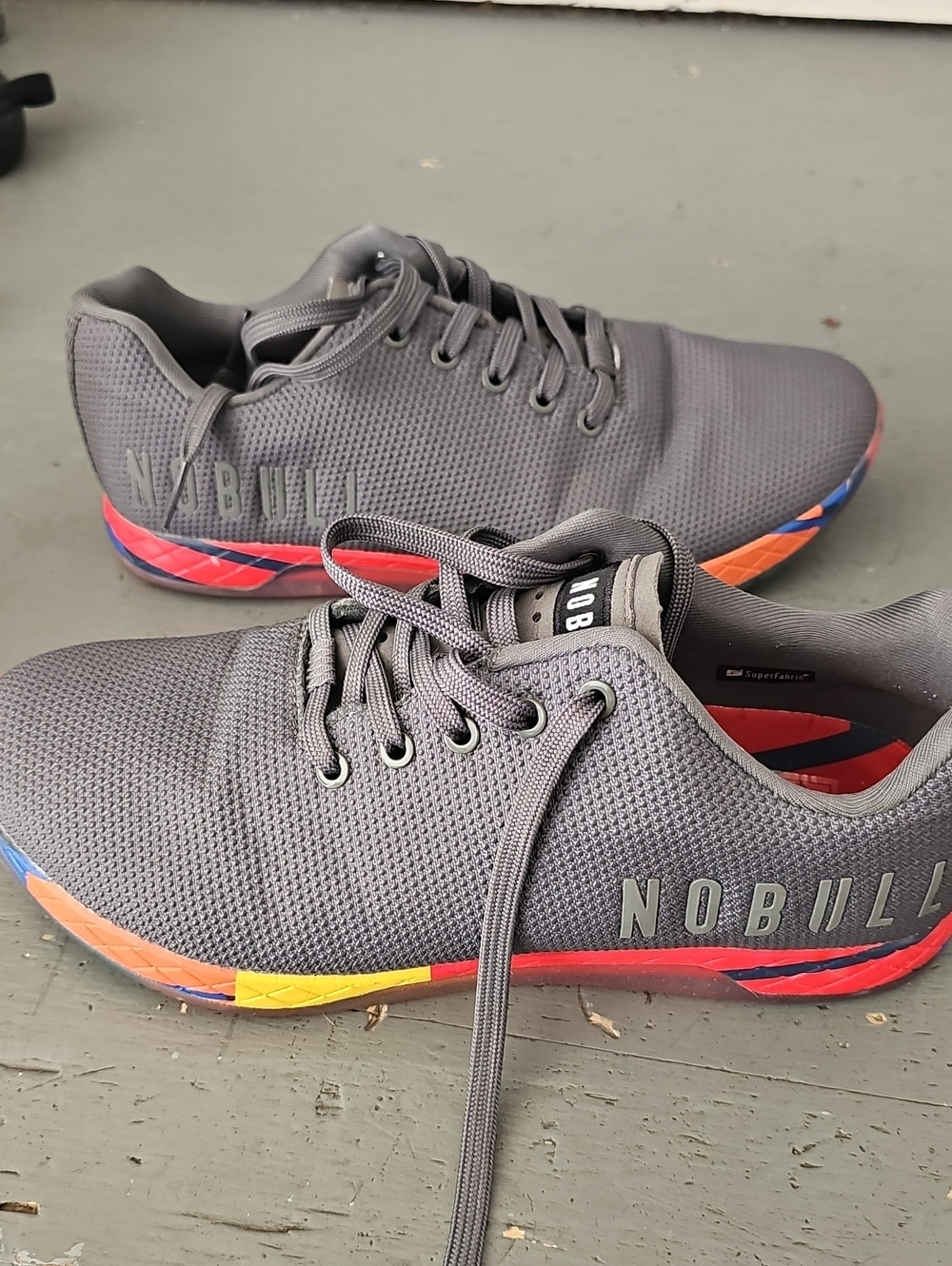 NOBULL Gray Knit Athletic Shoes with Multicolor Midsole